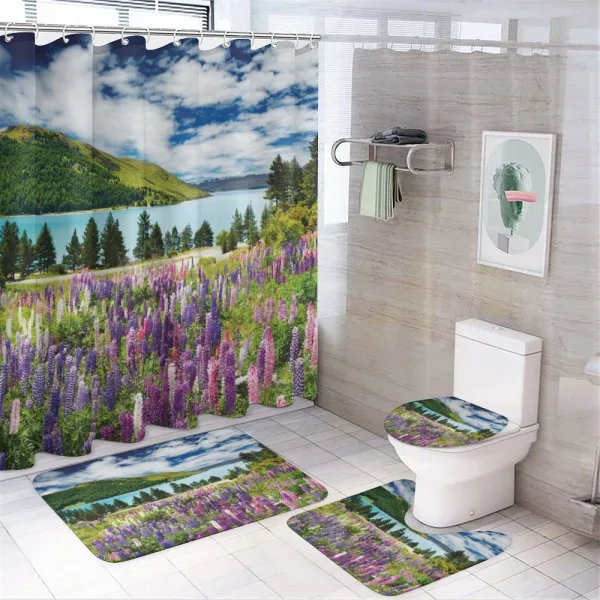 Lake Floral Petals on a shower curtain