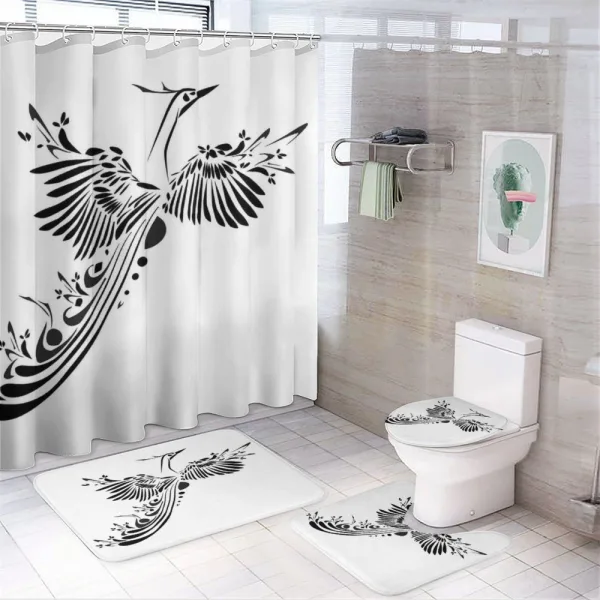 Minimalist Mystic Bird Fly on a shower curtain