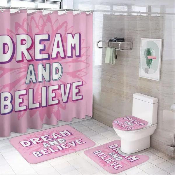 Motivational Phrases on a shower curtain