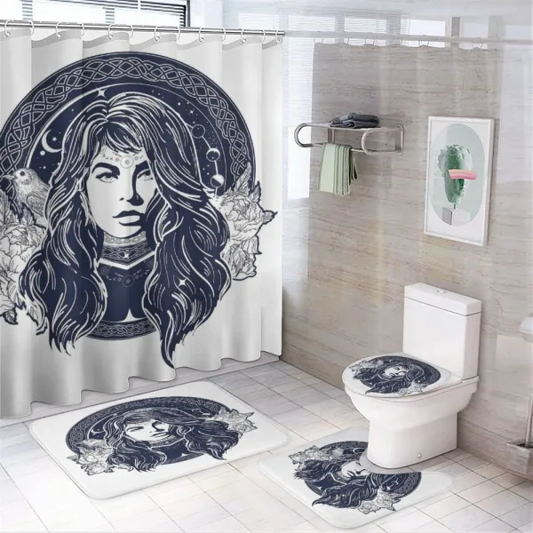 Occult Woman Portrait on a shower curtain
