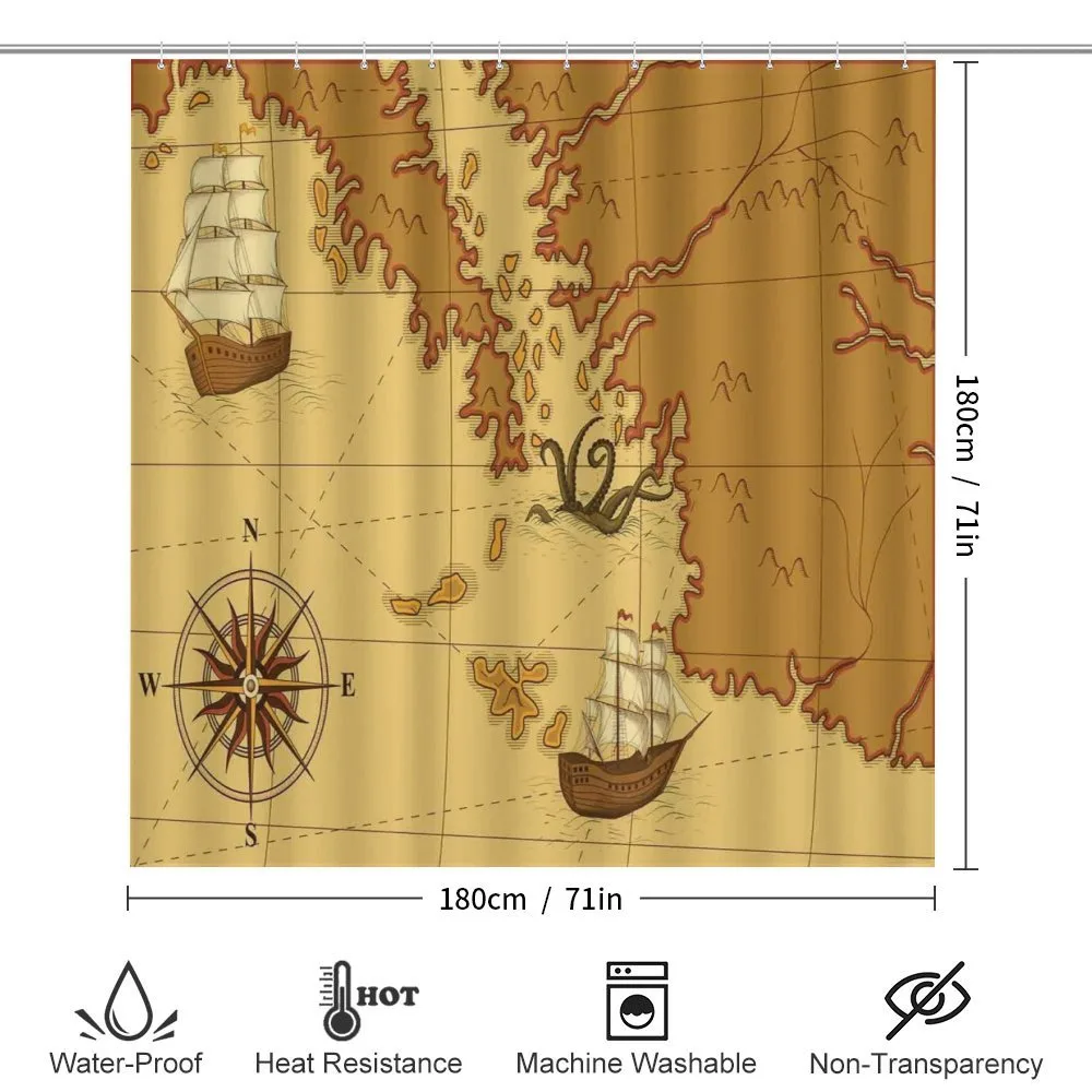 Old Map with Ship Compass — Detail 2