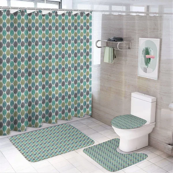 Oval Shapes Lines on a shower curtain