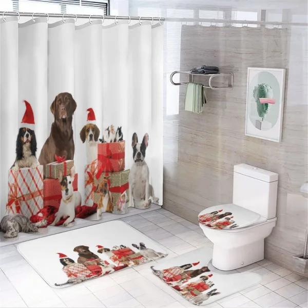Pets Surprise Boxes on a shower curtain