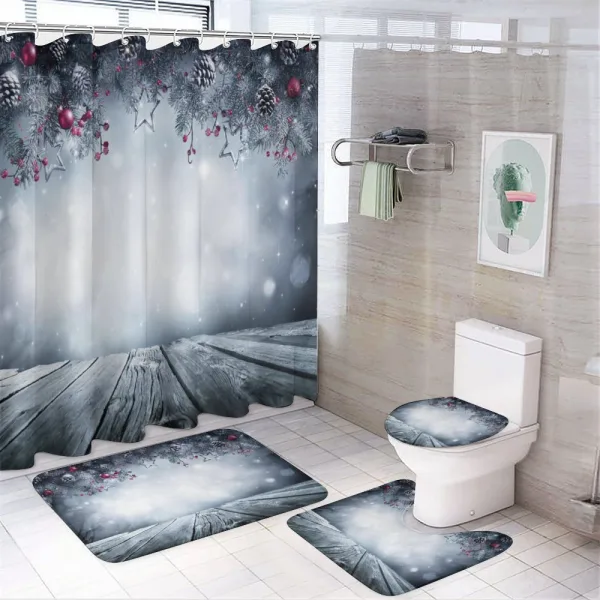 Pine Cones Branches Balls on a shower curtain