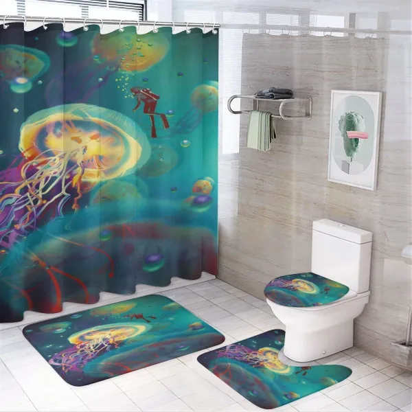 Submarine Jellyfish on a shower curtain