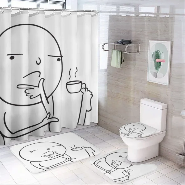 Thoughtful Meme Coffee on a shower curtain