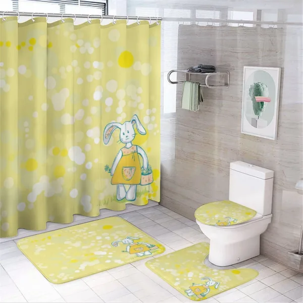 Toy Bunny Basket on a shower curtain