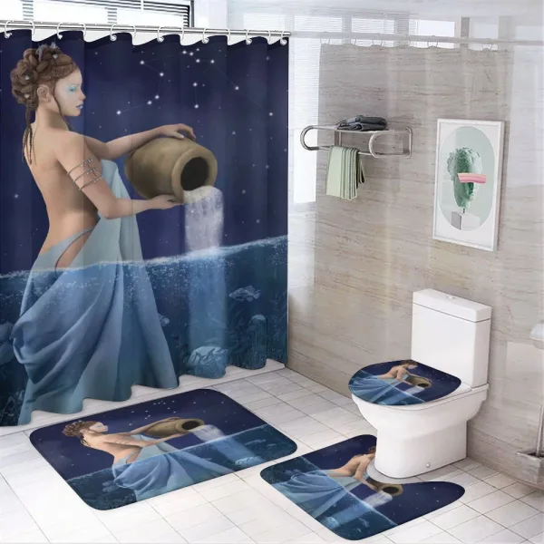 Aquarius Lady with Pail on a shower curtain