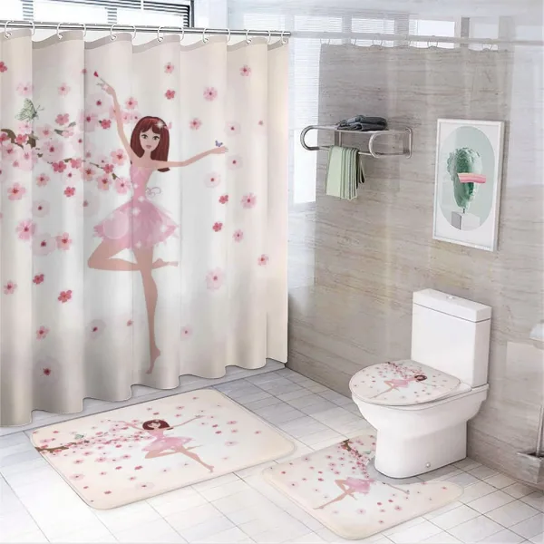 Ballerina Girl Sakura Tree on a shower curtain