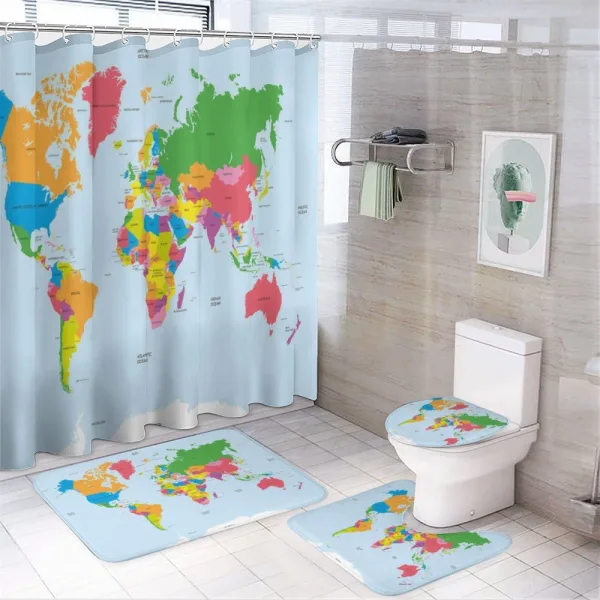 Colorful Political World on a shower curtain