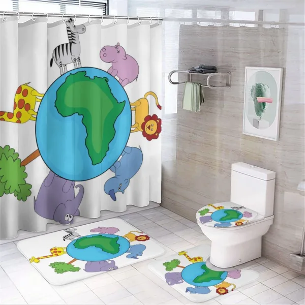 Continent Fauna on a shower curtain