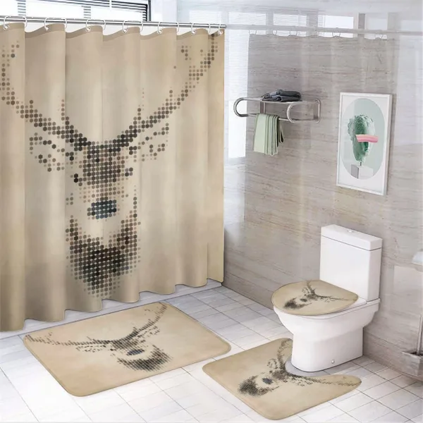 Deer Portrait with Dots on a shower curtain