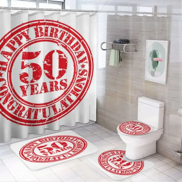 Grunge Birthday on a shower curtain