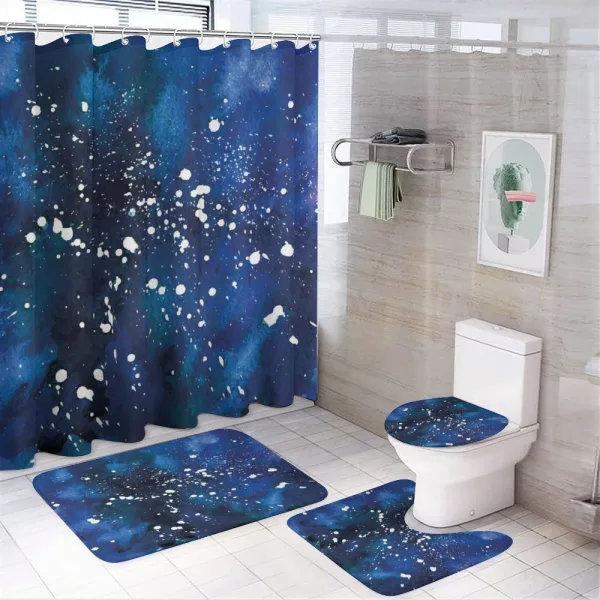 Grunge Space Theme Art on a shower curtain