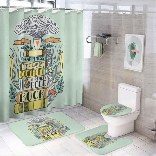 Happiness Theme Cartoon on a shower curtain