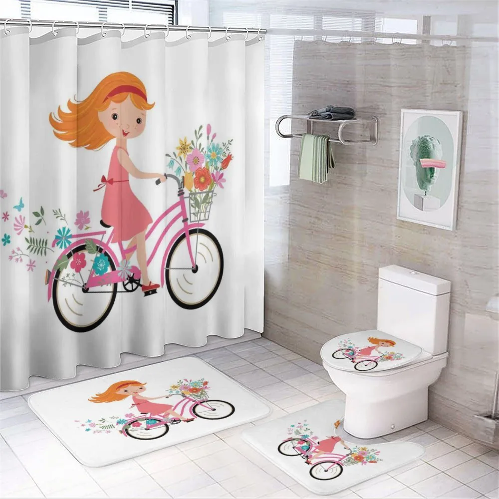 Happy Girl on Bike Flowers — Your design