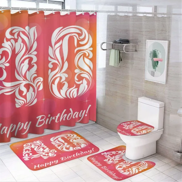 Happy Greeting Floral on a shower curtain