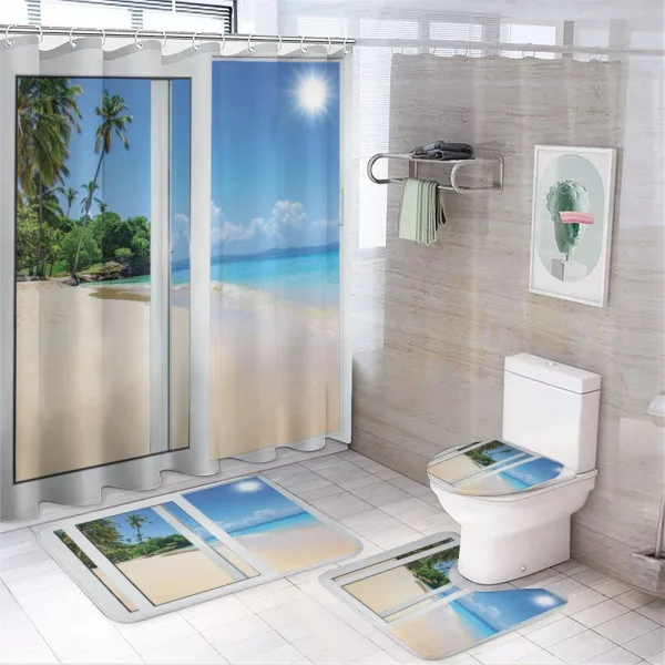 Island Scenery Traveling on a shower curtain