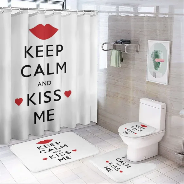 Kiss Me Red Hearts on a shower curtain
