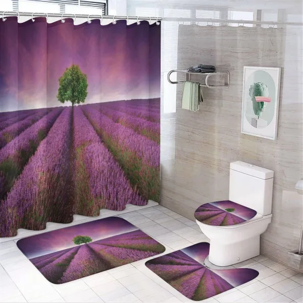 Lavender Fields and Tree on a shower curtain