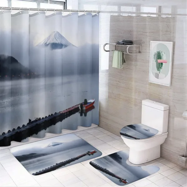 Mountain Peaks Kawaguchi Lake on a shower curtain