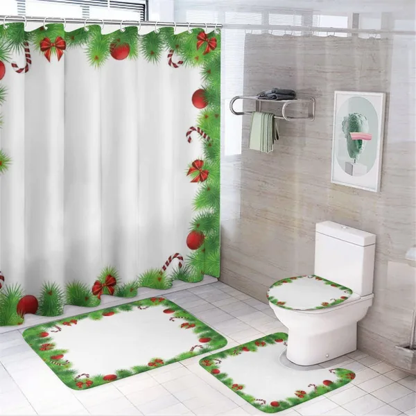 Pine Red Bows on a shower curtain