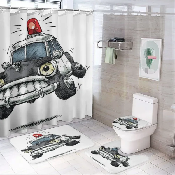 Police Car Art Image on a shower curtain