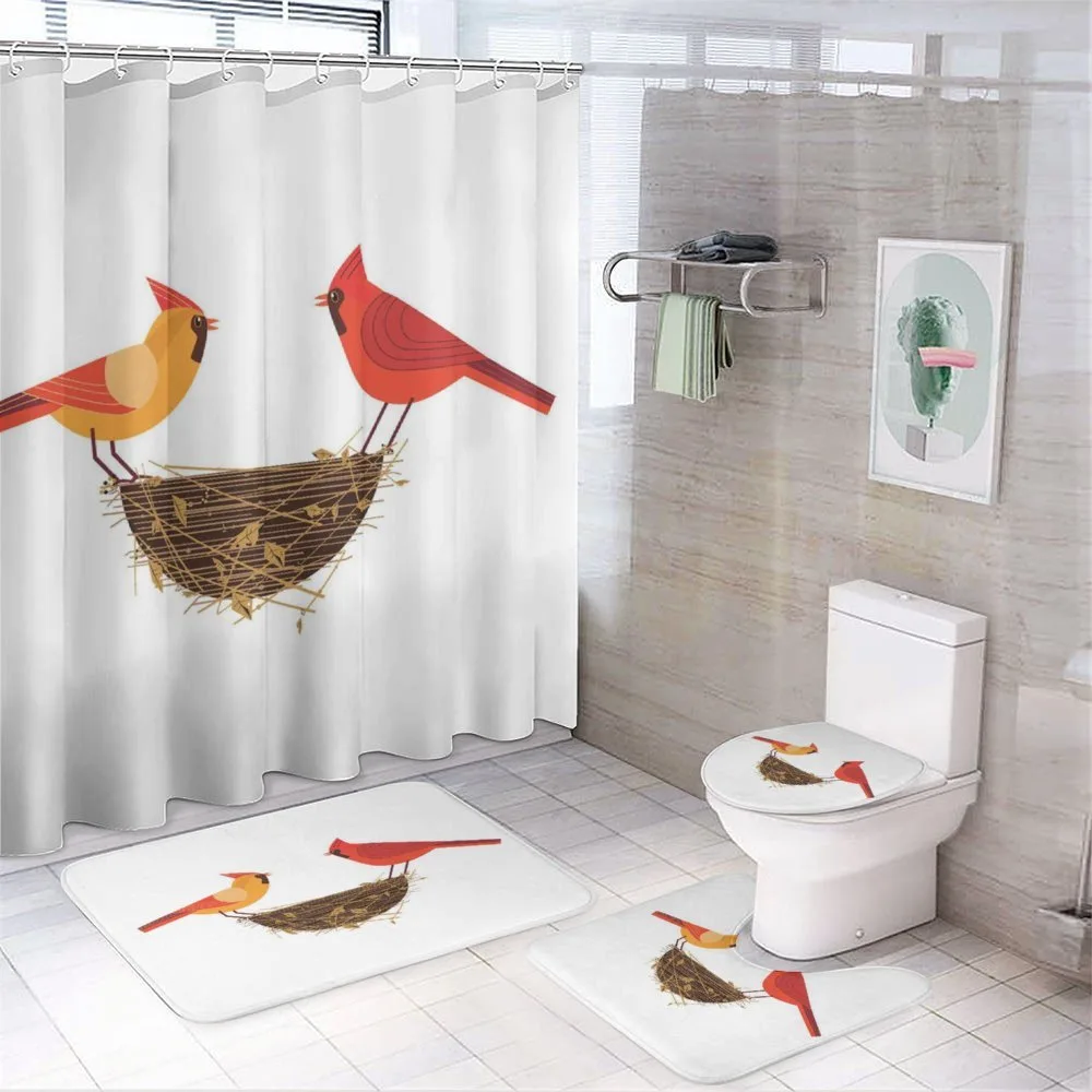 Red Cardinals Couple Nest — Your design