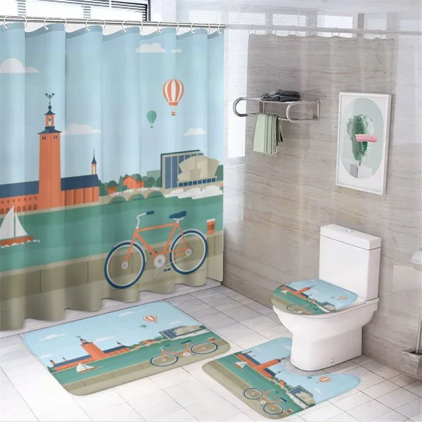 Stockholm Sweden Bicycle on a shower curtain