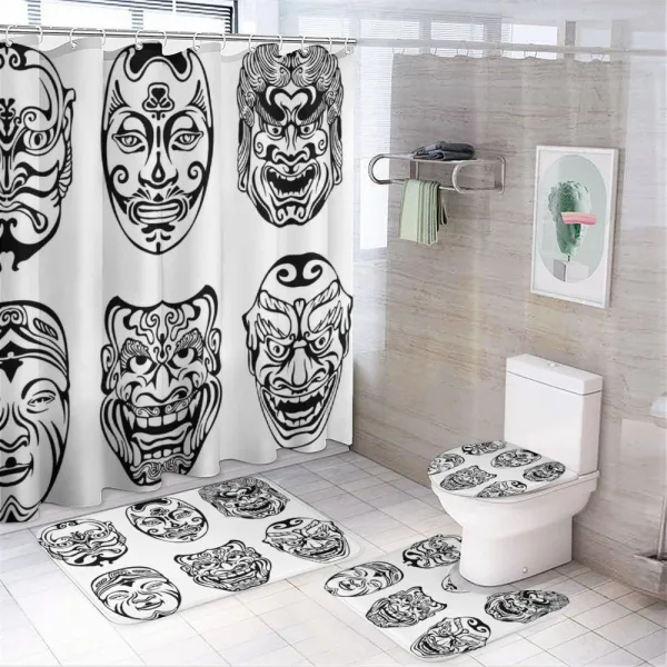 Theatrical Japanese on a shower curtain