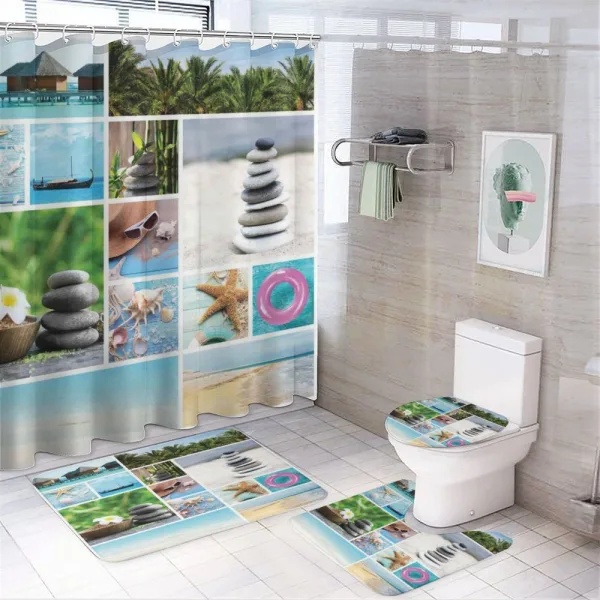 Tropical Ocean Rock on a shower curtain
