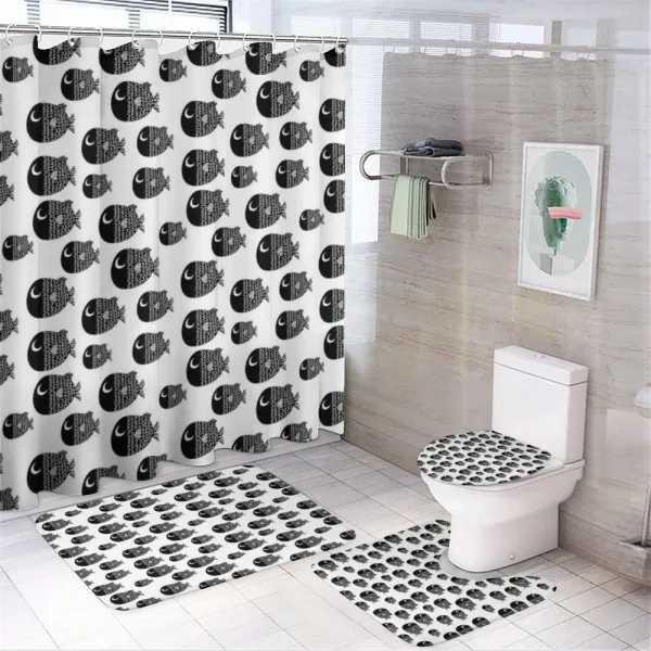 Black and White Fishes on a shower curtain