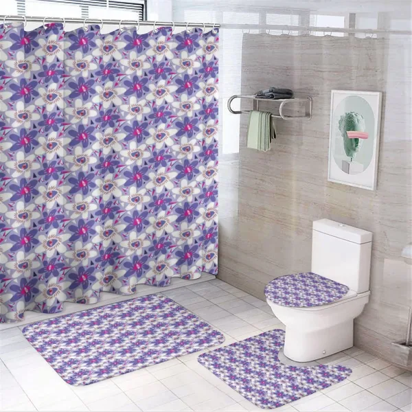 Blossoming Cartoon Petals on a shower curtain