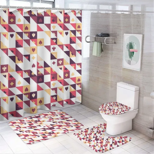 Cards and Triangles on a shower curtain