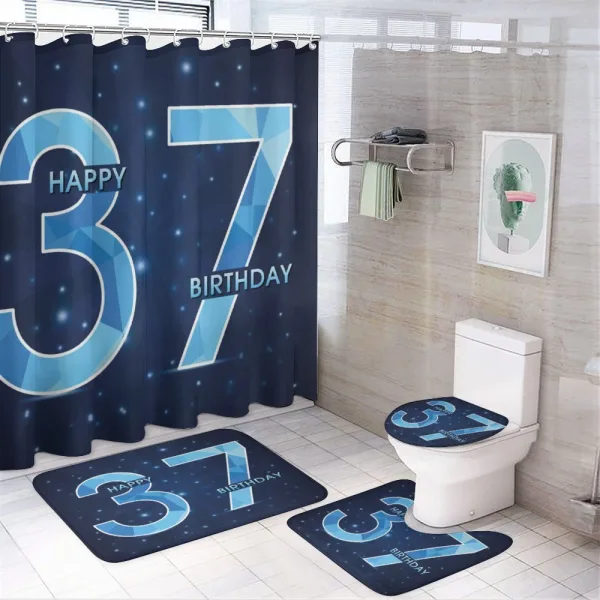 Cheerful Years Age on a shower curtain