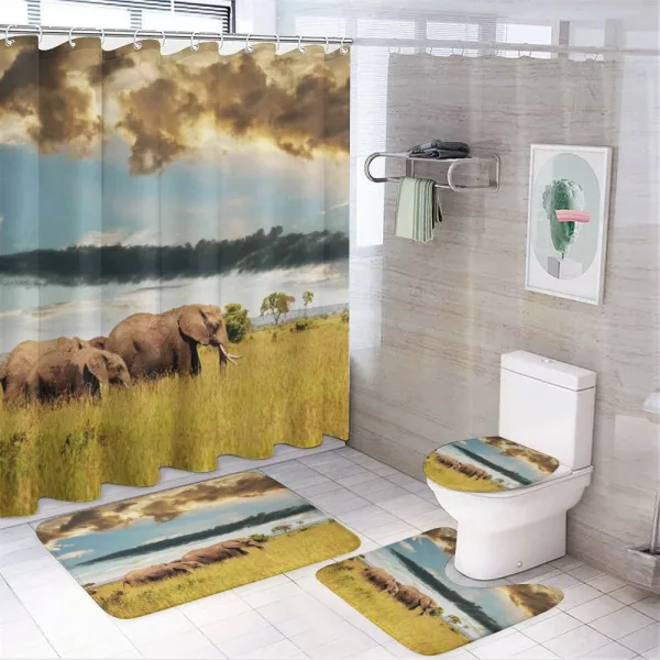 Elephant Family Photo on a shower curtain
