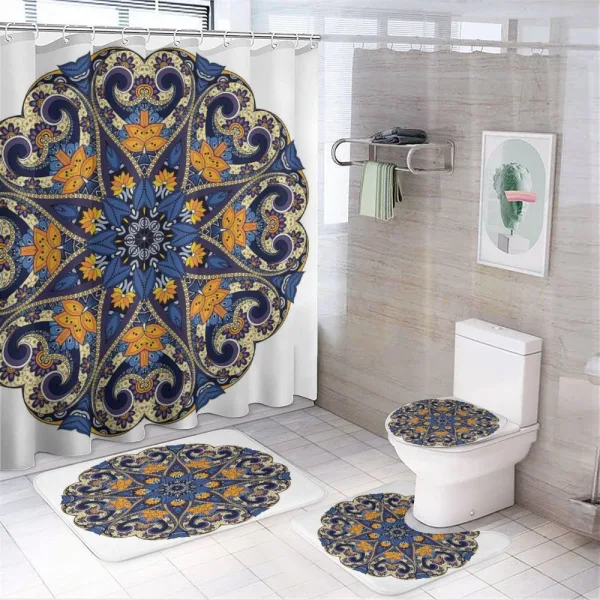 Floral Mandala Motif on a shower curtain