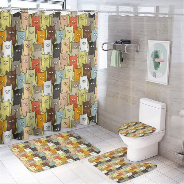 Funny Colored Cartoon on a shower curtain