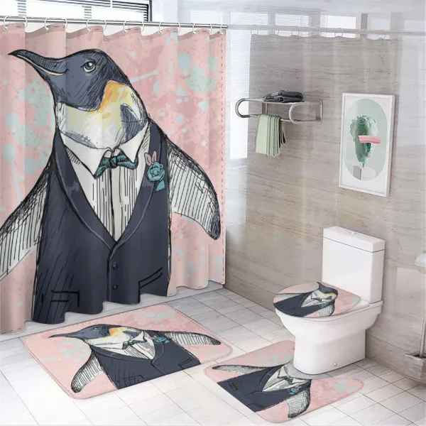 Funny Gentleman Penguin on a shower curtain