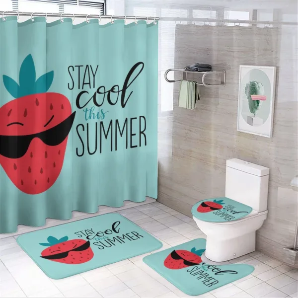 Funny Strawberry Summer on a shower curtain
