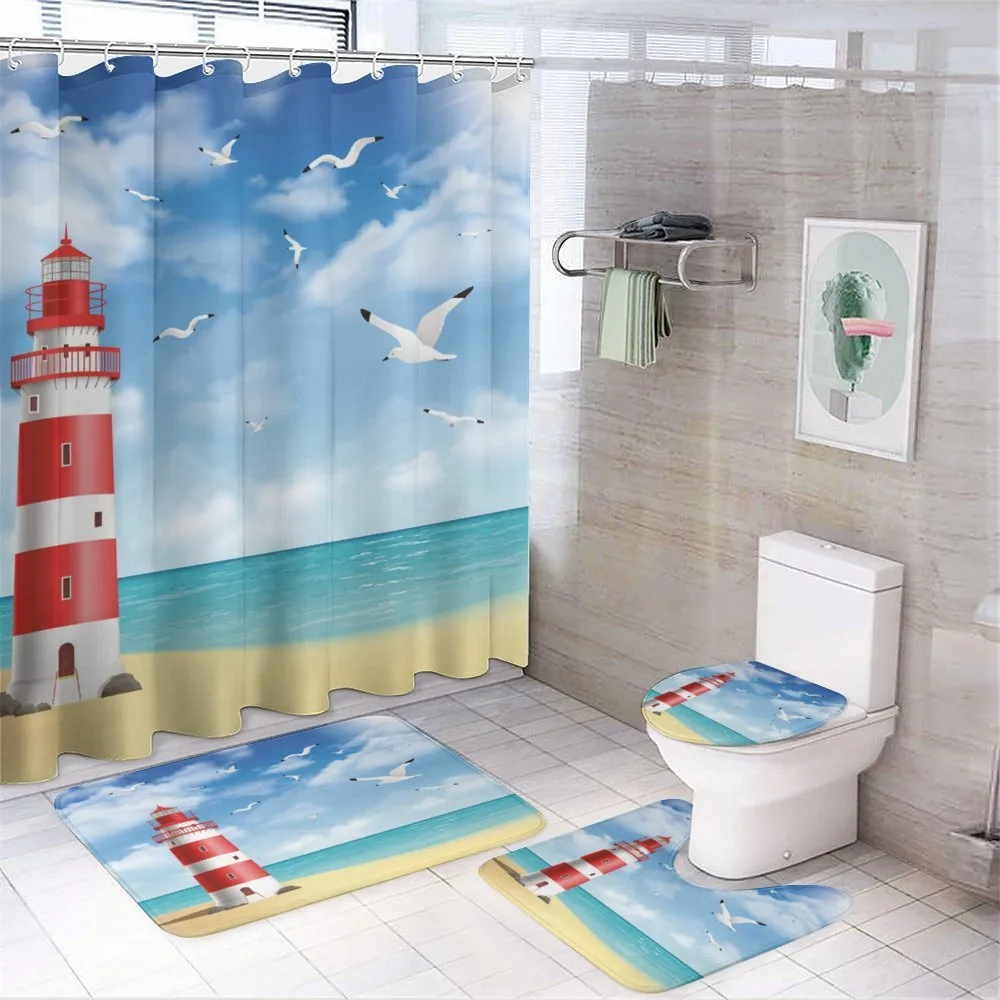 Lighthouse Seagulls Ocean — Your design