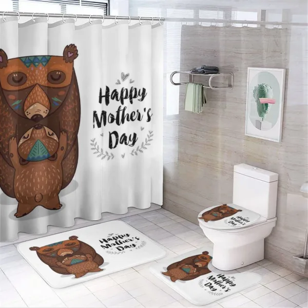 Mom and Baby Bear Hug on a shower curtain