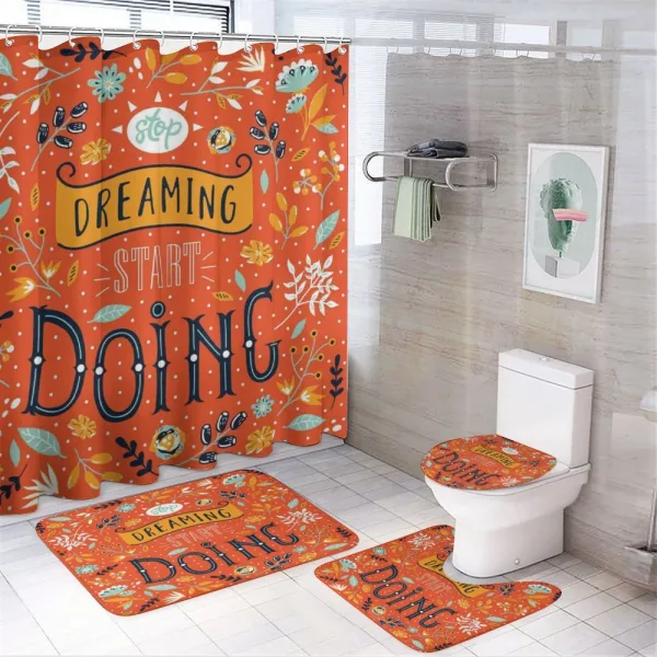 Motivational Slogan Leaf on a shower curtain