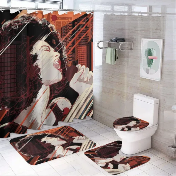 Musical Jazz Singer Woman on a shower curtain