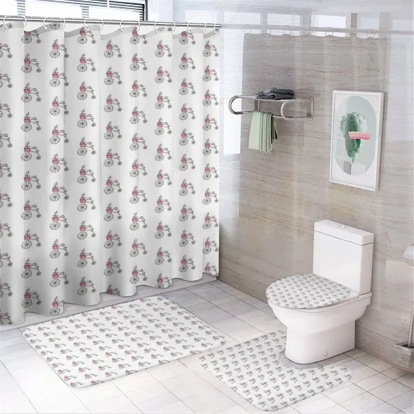Penny-Farthing Hearts on a shower curtain