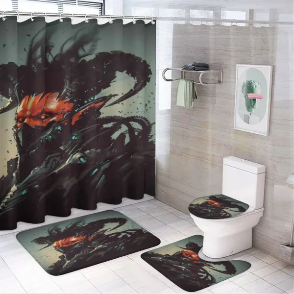 Romotic Demon Computer on a shower curtain