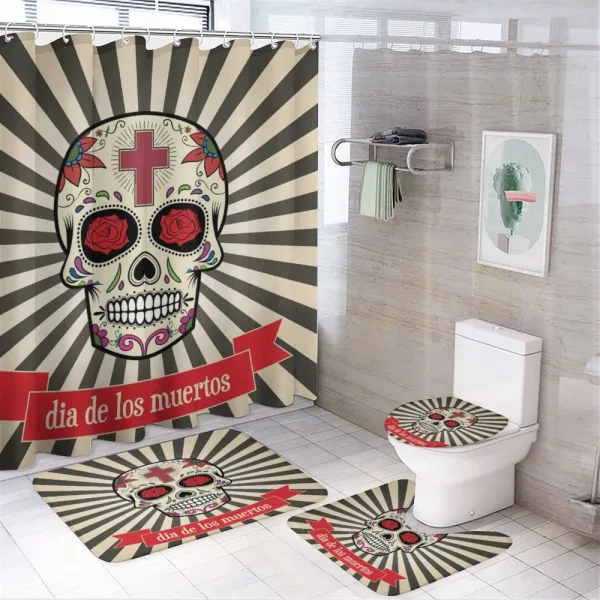 Skull on Sunburst on a shower curtain