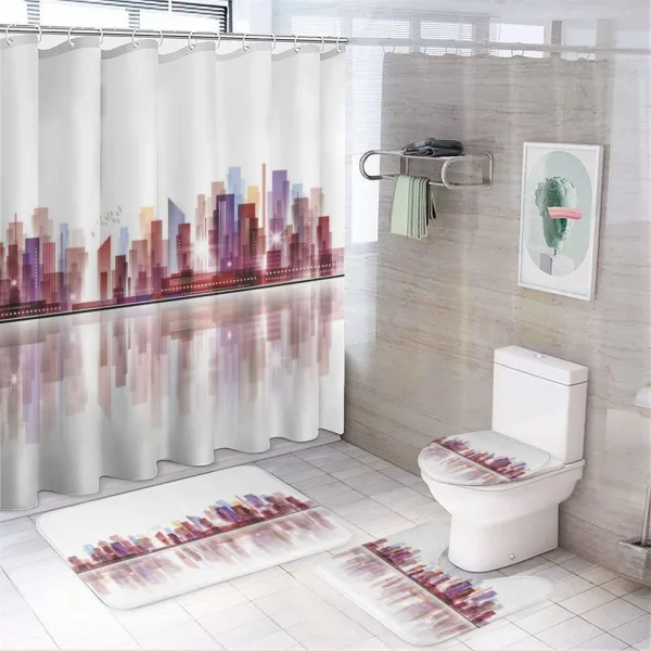 Skyscrapers Silhouette on a shower curtain