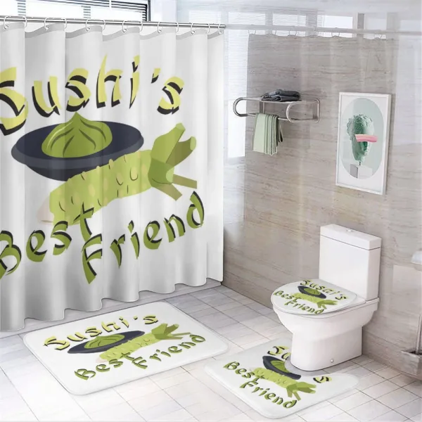 Sushi's Best Friend Cartoon on a shower curtain