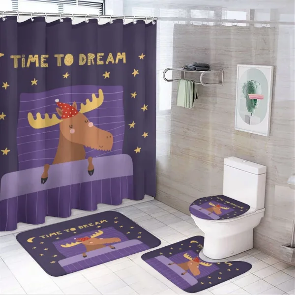 Typography with Moose on a shower curtain